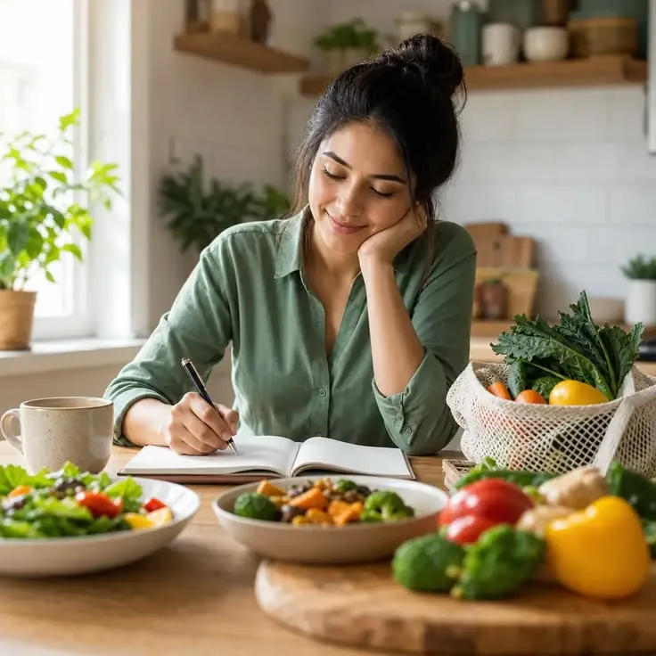 Fresh vegetables displayed in an editorial grid layout